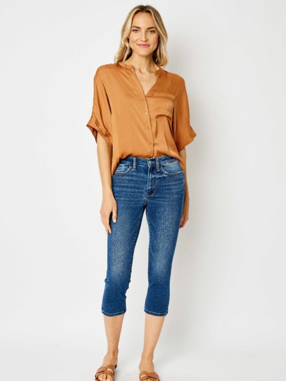 Judy Blue Mid-Rise Denim Capris, Falling for You, Boutique